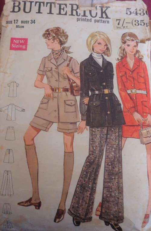 VINTAGE BUTTERICK 5430 JACKET-SKIRT-PANTS-SHORTS SIZE 12 BUST 34" COMPLETE