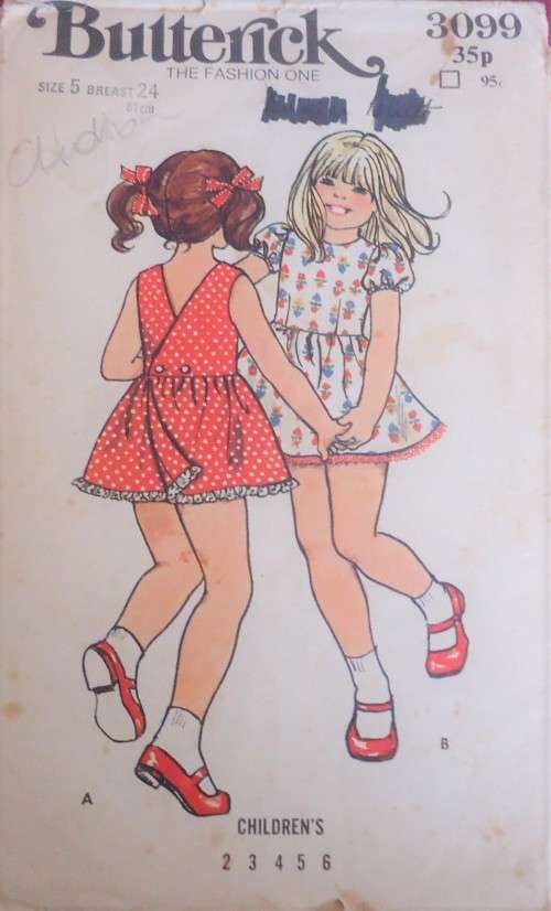 BUTTERICK 3099 GIRLS DRESS & BLOOMERS SIZE 5 YEARS BREAST 24"/61 CM COMPLETE