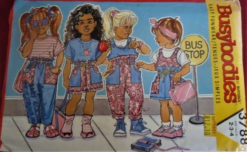 BUTTERICK 3788 KIDS' FUNWEAR-JUMPER-COVERALL-SKIRT-PANTS-TOP  SIZE 2-3-4 YEARS COMPLETE