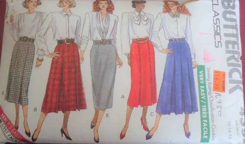 BUTTERICK 4392 SEMI FITTED SKIRTS SIZE 12-14-16 COMPLETE & MOSTLY UNCUT
