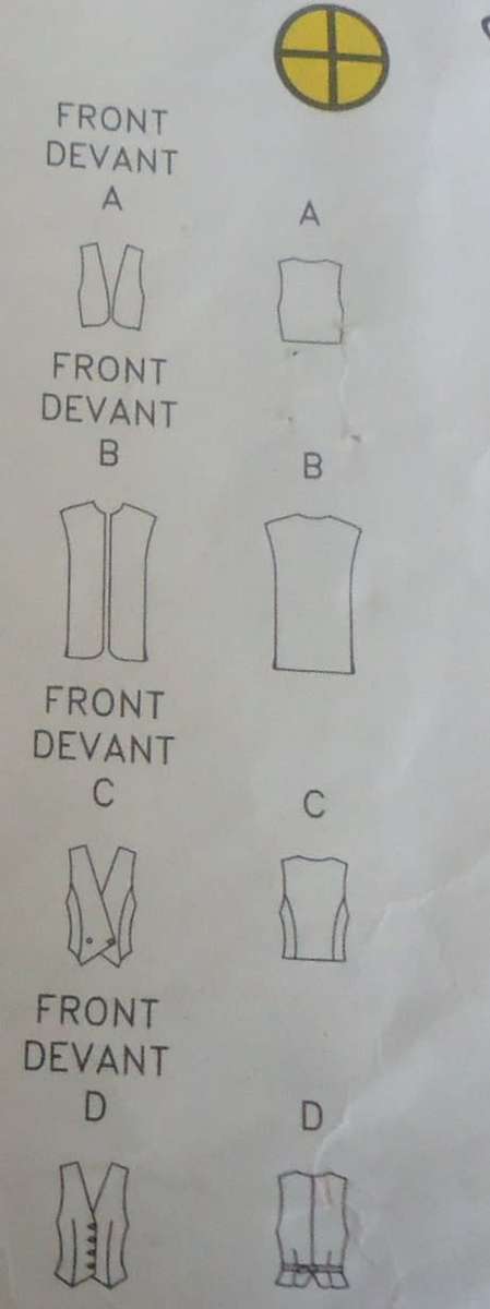 BUTTERICK 4572 SET OF WAISTCOATS SIZE 12-14-16 COMPLETE
