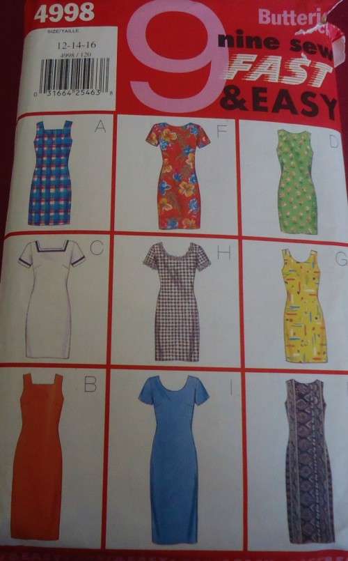 BUTTERICK 4998 SET OF DRESSES SIZE 14-16-18 COMPLETE & PART CUT