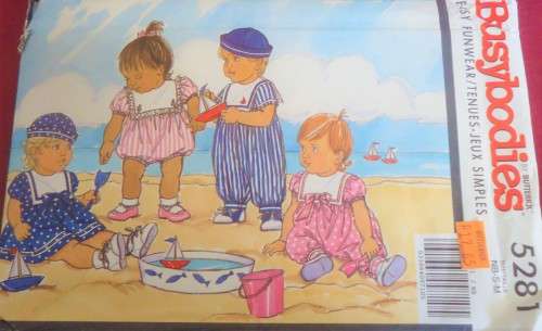 BUTTERICK 5281 INFANTS-DRESS-ROMPER-JUMPSUIT-HAT SIZE NEWBORN-S-M COMPLETE