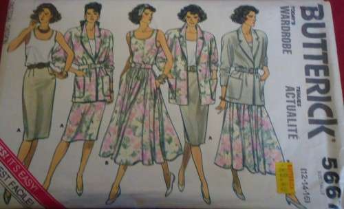 BUTTERICK 5667 JACET-TOP-SKIRT SIZE 12-14-16 COMPLETE