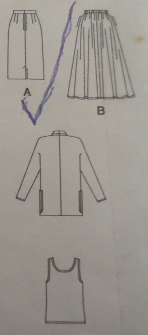 BUTTERICK 5667 JACET-TOP-SKIRT SIZE 12-14-16 COMPLETE