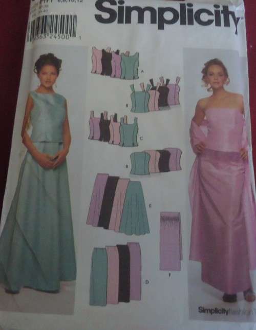 SIMPLICITY 9466 EVENING TOPS-SKIRT-WRAP SIZE HH-6-8-1012 COMPLETE-UNCUT-F/FOLDED