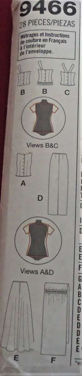 SIMPLICITY 9466 EVENING TOPS-SKIRT-WRAP SIZE HH-6-8-1012 COMPLETE-UNCUT-F/FOLDED