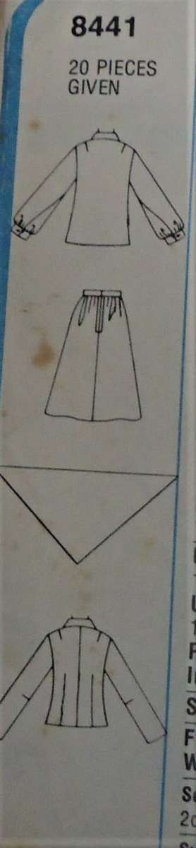 SIMPLICITY 8441 UNLINED JACKET-BIAS SKIRT-BLOUSE-SHAWL SIZE 16 BUST 97 CM COMPLETE-UNCUT-F/FOLDED