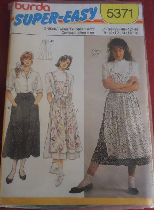 BURDA PATTERN 5371 SKIRT SIZES 8+10+12+14+16+18 COMPLETE