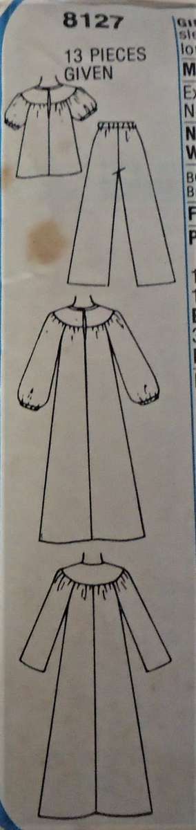 SIMPLICITY 8127 GIRLS & CHUBBIES NIGHTIE-PJS-ROBE SIZE SMALL= BREAST 66 CM COMPLETE