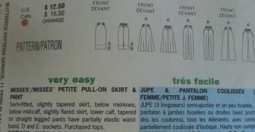 BUTTERICK 3133 PULL ON SKIRT & PANTS  SIZE 8 - 10 - 12 SEE LISTING