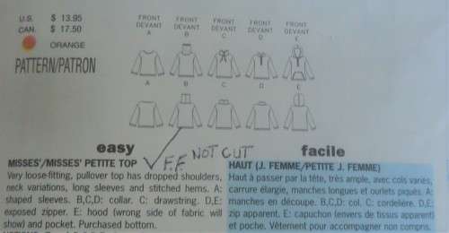 BUTTERICK 3255 LOOSE FITTING PULLOVER TOP SIZE 8-10-12 COMPLETE-UNCUT-F/FOLDED