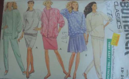 BUTTERICK 6967  TRACKSUIT TOP-SKIRT SIZE XS-S-M (6-14) SEE LISTING