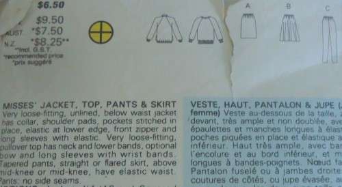 BUTTERICK 6967  TRACKSUIT TOP-SKIRT SIZE XS-S-M (6-14) SEE LISTING