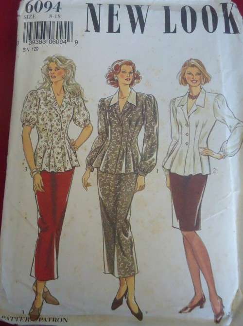 NEW LOOK PATTERNS 6094 BLOUSE WITH TIEBACK & SKIRT SIZES 8 - 18 COMPLETE