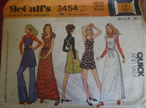RETRO McCALL'S 3454 WRAPAROUND PINAFORE DRESS SIZE MEDIUM 12-14 BUST 34-36" SEE LISTING