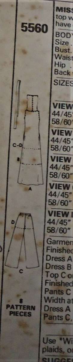 RETRO McCALL'S 5560 DRESS-TOP-PANTS-SHORTS SIZE MEDIUM 12-14 COMPLETE