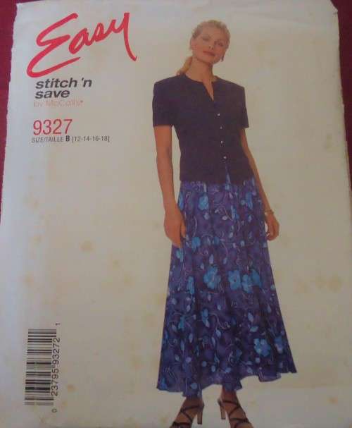 McCALLS 9327 TOP & BIAS PULL ON SKIRT SIZE B=12-14-16-18 COMPLETE-UNCUT-F/FOLDED