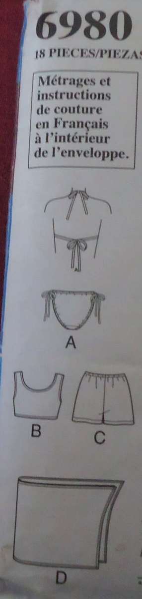 NEW LOOK PATTERNS 6980 LADIES BEACH OPTIONS  SIX SIZES IN ONE 6 - 16 NO SEWING NSTRUCTIONS