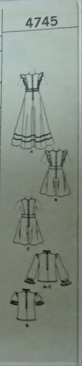 McCALL`S PATTERN 4745  GIRL`S PINAFORE & BLOUSE SIZE 5 YEARS - COMPLETE -NO TRANSFER