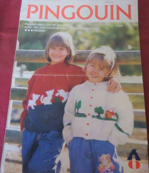 PINGOUIN # L1649 -PRETTY MOTIFS FOR PRETTY GIRLS CARDIGAN 2-8 YEARS OR PULLOVER  SIZE 2 - 10 YEARS