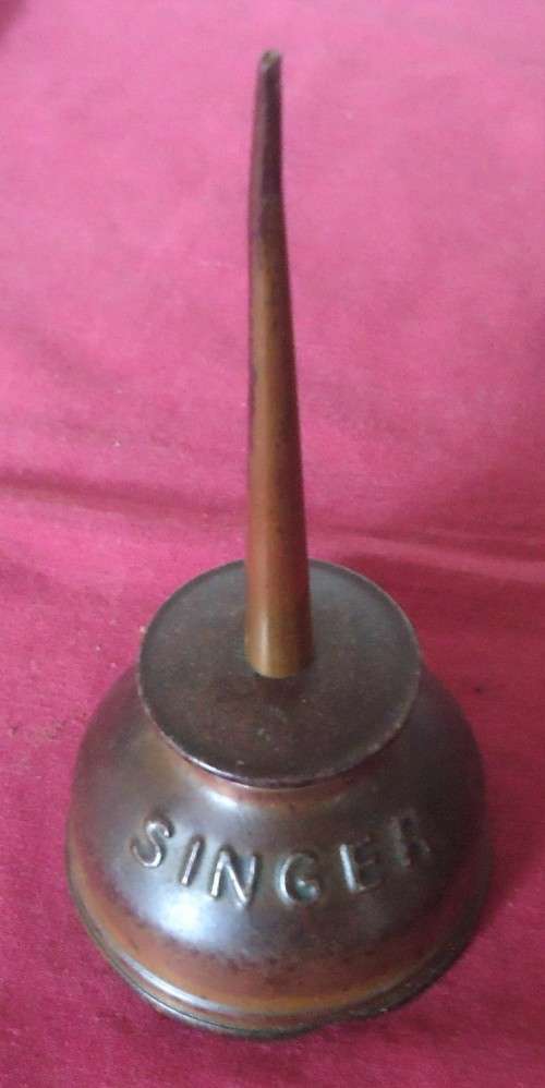 PERFECT - LARGE COPPER COLOUR SINGER OIL CAN
