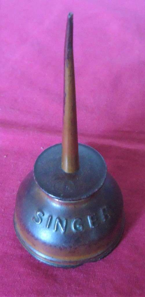 PERFECT - LARGE COPPER COLOUR SINGER OIL CAN