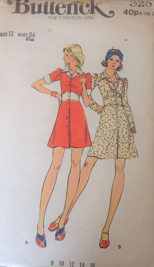 BUTTERICK PATTERN 3251 SEMI FITTED & FLARED DRESS SIZE 12 BUST 34`  COMPLETE