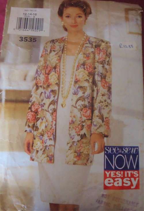 BUTTERICK PATTERN 3535 JACKET-DRESS SIZE 12-14-16 COMPLETE