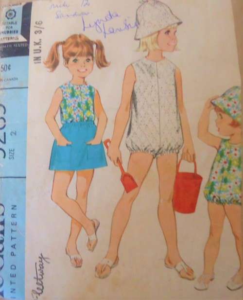 VINTAGE McCALLS 9289 CHILD`S PLAYSUIT-SKIRT-HAT SIZE 2 YEARS SEE LISTING