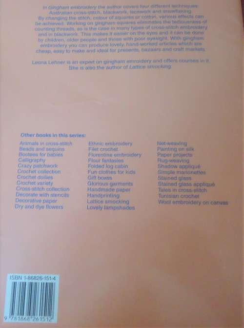 GINGHAM EMBROIDERY - LEONA LEHNER - DELOS - 32 PAGE SOFT COVER BOOK