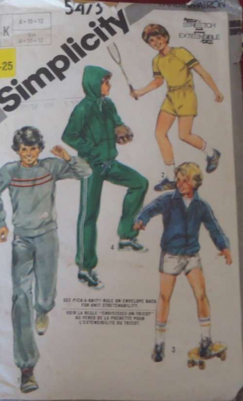 SIMPLICITY 5473 BOYS TRACKUIT-SHORTS-T -SHIRT K=8-10-12 YEARS - SEE LISTING
