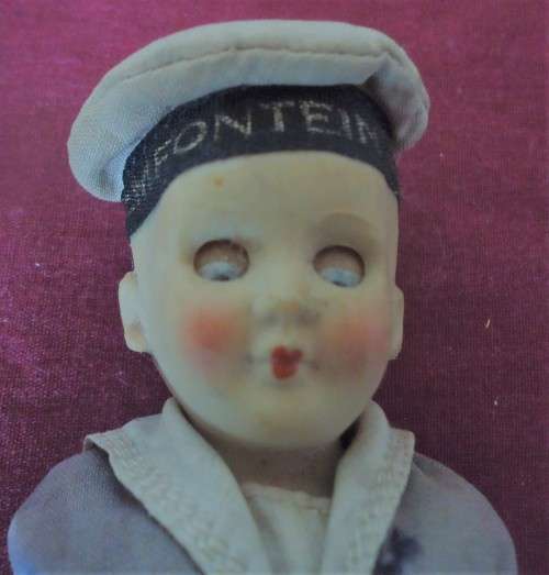 V/VINTAGE BLOEMFONTEIN CASTLE DOLL SAILOR & FORMAL EVENING WEAR-CAPE TOWN CASTLE BRASS ASHTRAY
