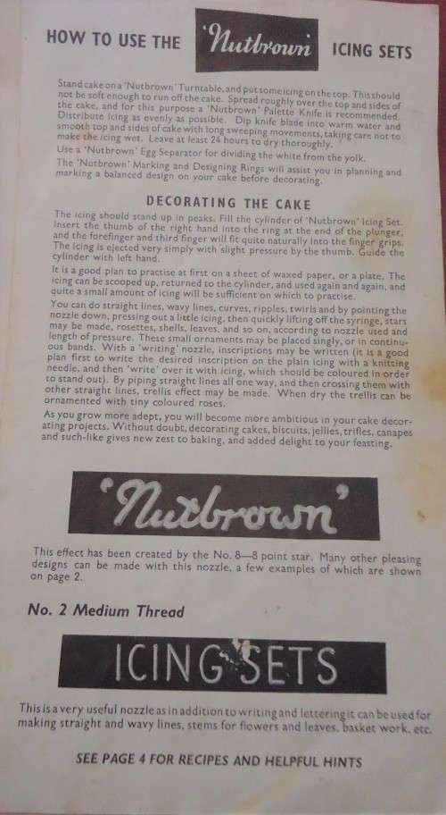 RARE & COMPLETE VINTAGE NUTBROWN DELUXE ICING SET+ICING TURNTABLE-MARKING RINGS-12 ICING NOZZLES