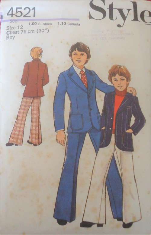 STYLE 4521 -BOY`S JACKET & PANTS SIZE 12 YEARS CHEST 76 CM/30` SEE LISTING