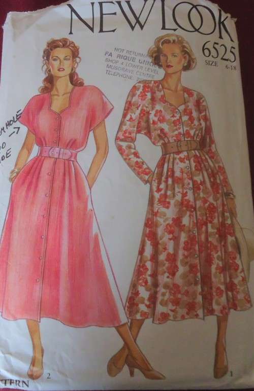 NEW LOOK PATTERNS 6525 - DRESS WITH SWEETHEART NECKLINE -7 SIZES IN ONE - 6 -18  - COMPLETE