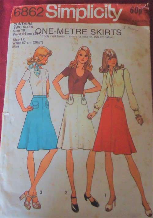 VINTAGE SIMPLICITY 6862  ONE METRE SKIRT SIZE 10 & 12 SEE LISTING