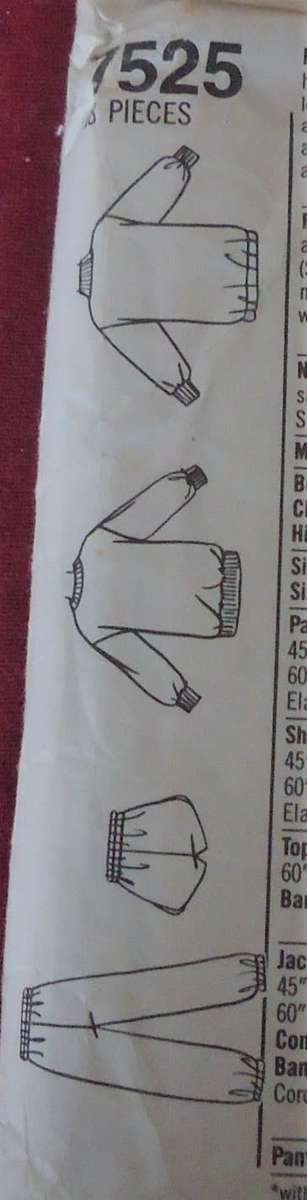 SIMPLICITY 7525 MEN TRACKSUIT PANTS-SHORTS-JACKET-KNIT TOP SIZE XS-XL30-48` SEE LISTING