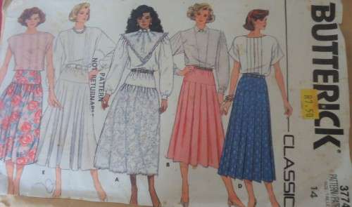 BUTTERICK PATTERN 3774 SET OF SKIRTS  SIZE 14 SEE LISTING SUPPLIED IN AN ENVELOPE