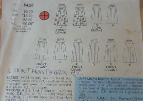 BUTTERICK PATTERN 3774 SET OF SKIRTS  SIZE 14 SEE LISTING SUPPLIED IN AN ENVELOPE