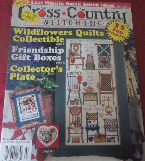 CROSS COUNTRY STITCHING USA - FEBRUARY 2001  - 32 A4 PAGES WITH PATTERNS