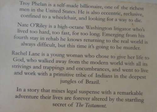 JOHN GRISHAM "THE TESTAMENT"-  SMALL SOFT COVER