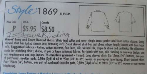 STYLE 1869 LONG OR SHORT SLEEVE SHIRTS  SIZE A8-20 SEE LISTING