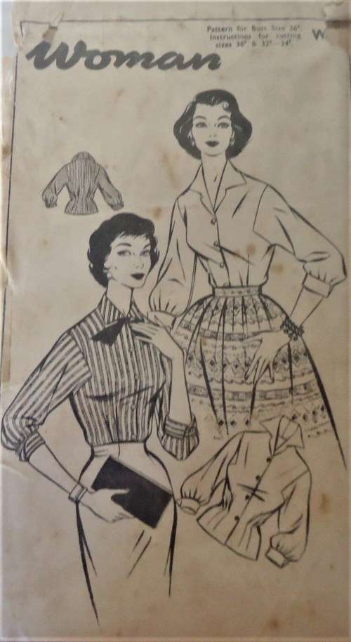 VINTAGE "WOMAN PATTERN" W1 LADIES BLOUSE SIZE 36" COMPLETE - SUPPLIED IN A ZIPLOC BAG