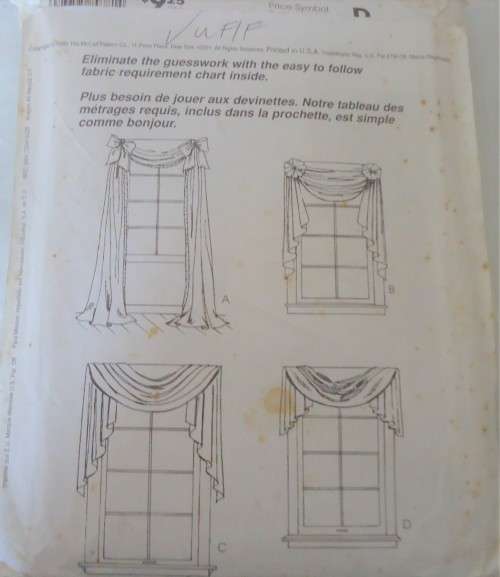 McCALLS 8078 HOME DECOR - WINDOW DRESSINGS ONE SIZE  COMPLETE-UNCUT-F/FOLDED