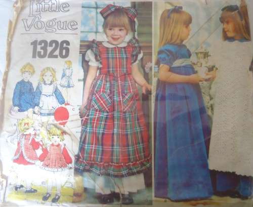 VOGUE 1326 GIRLS DRESS & PINAFORES SIZE 5 YEARS COMPLETE- ZIPLOC BAG