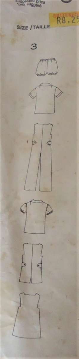 LITTLE VOGUE 1844 TODDLER'S JUMPSUIT-JUMPER-BLOOMERS-BLOUSETRANSFER SIZE 3 YEARS COMPLETE-ZIPLOC BAG