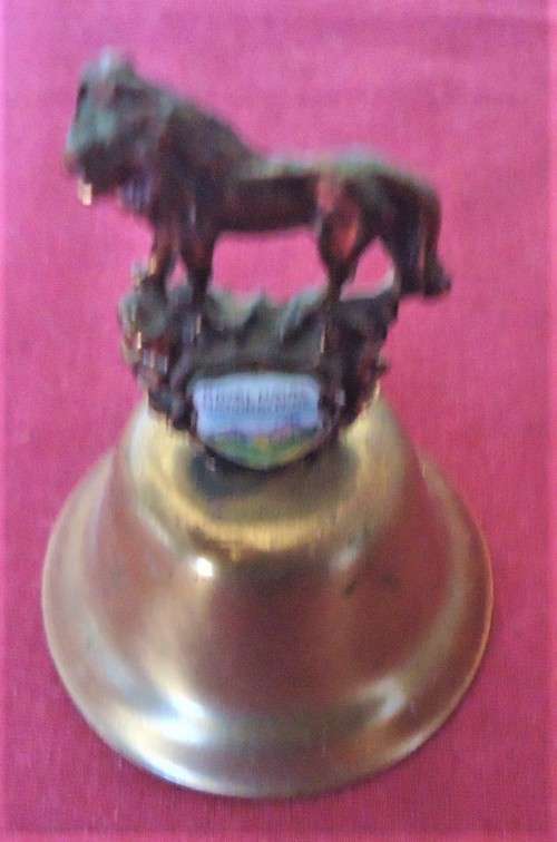 COPPER LION FIGURINE DINNER BELL WITH ROYAL NATAL NATIONAL PARK  LOGO