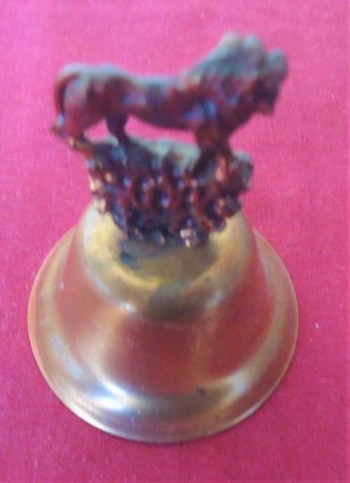COPPER LION FIGURINE DINNER BELL WITH ROYAL NATAL NATIONAL PARK  LOGO