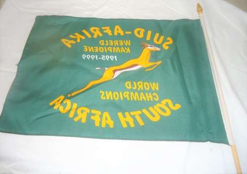 SOUTH AFRICA WORLD CHAMPIONS 1995-1999 - HAND HELD FLAG WITH POLE